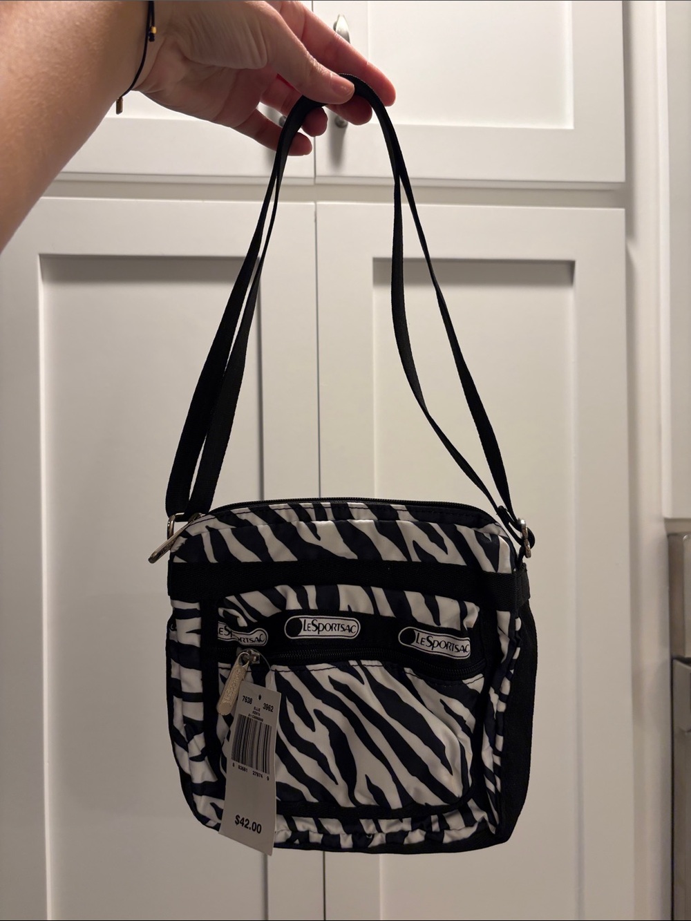 Lesportsac Zebra-Print Crossbody in Black & White